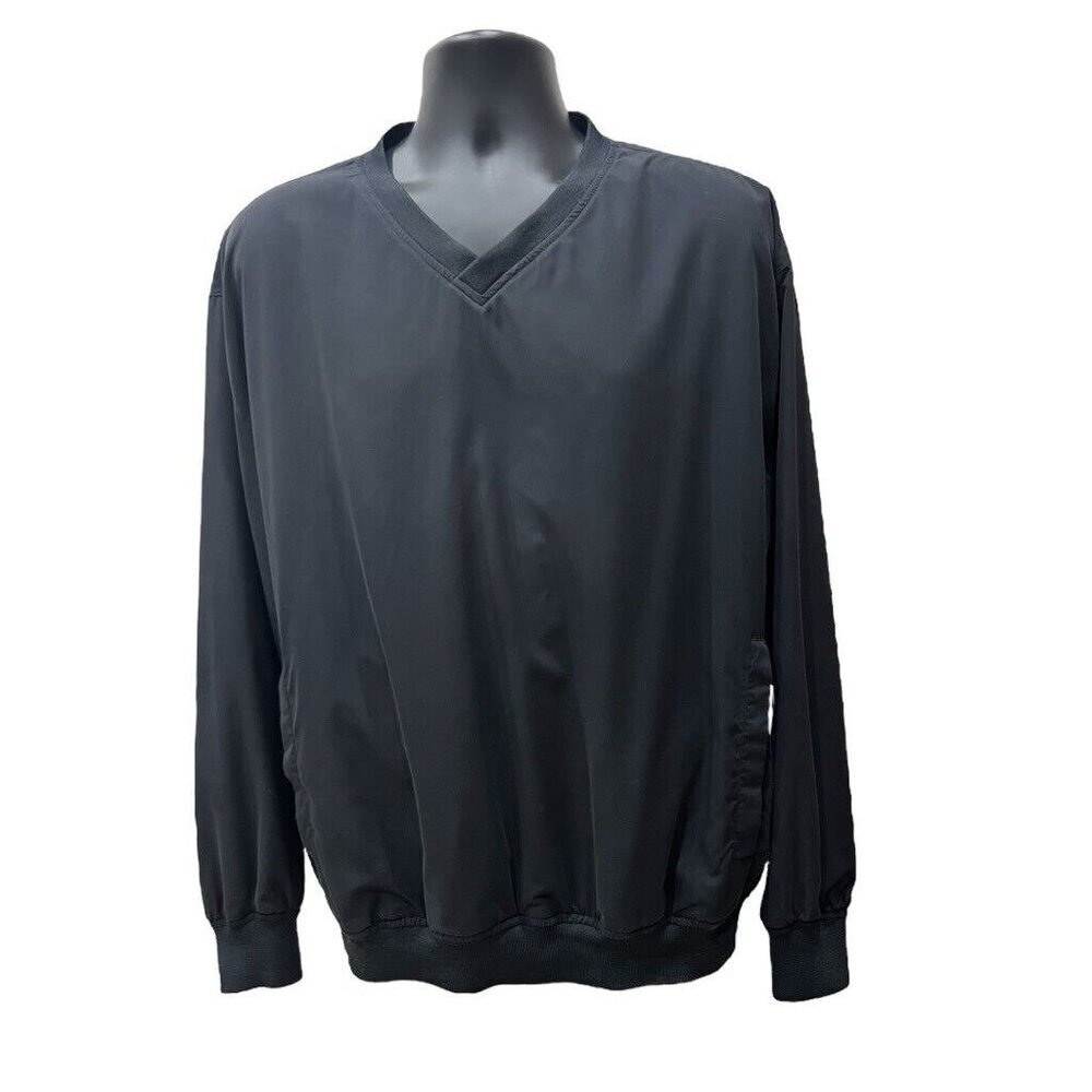 Cabela's Men's Pullover Windbreaker V-Neck‎ Black Size Large Ultra Soft Lined